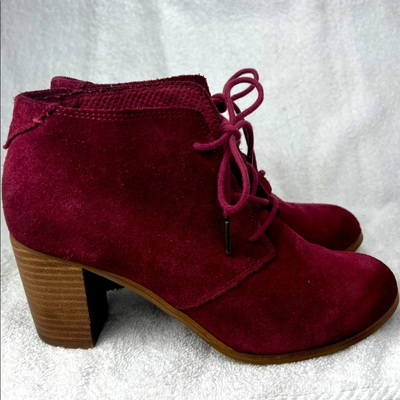 Toms Burgundy Suede Ankle Boots - Picture 3 of 6